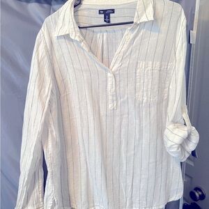 GAP Striped 3/4 Button-Up linen Shirt